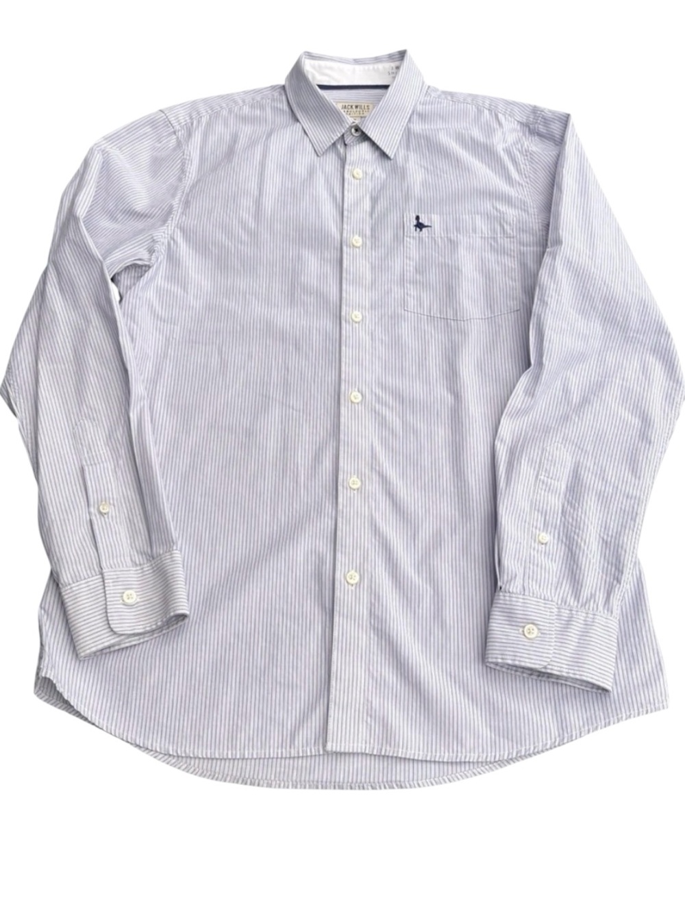 Jack Wills Blue/White Striped Fine Cotton Chest Pocket Button Up Shirt (M)
